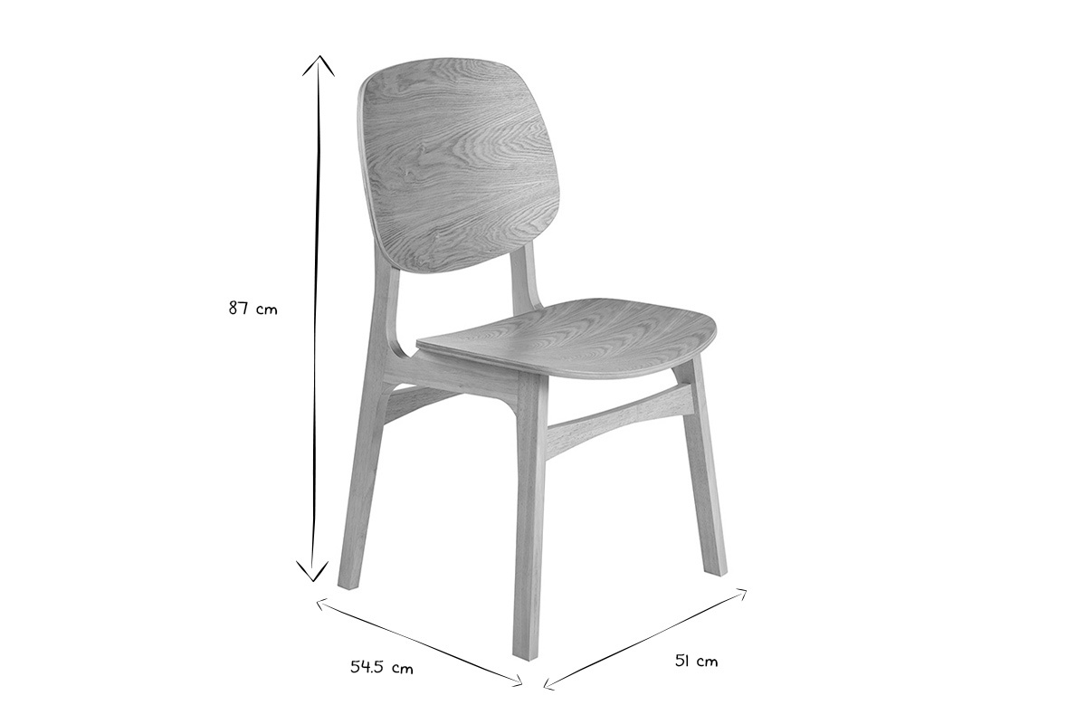 Dimensions de la chaise SOQUETTE en noir et blanc : 87 cm de haut, assise de 51 cm et profondeur de 54,5 cm.