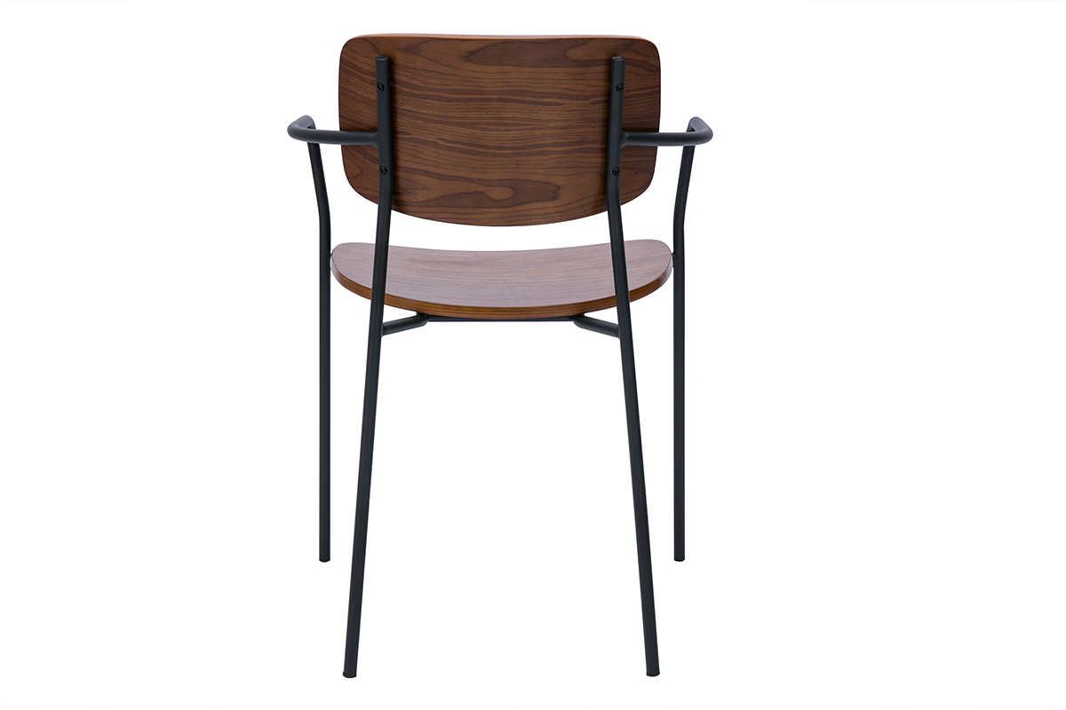 Chaises en bois fonc� noyer et m�tal noir (lot de 2) SUSAN
