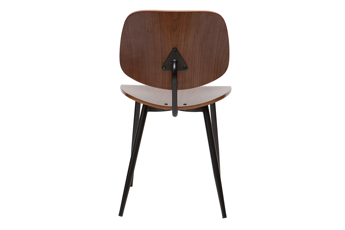 Chaises en bois fonc� noyer et m�tal noir (lot de 2) TOBIAS