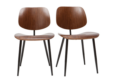 Chaises en bois fonc&eacute; noyer et m&eacute;tal noir (lot de 2) TOBIAS
