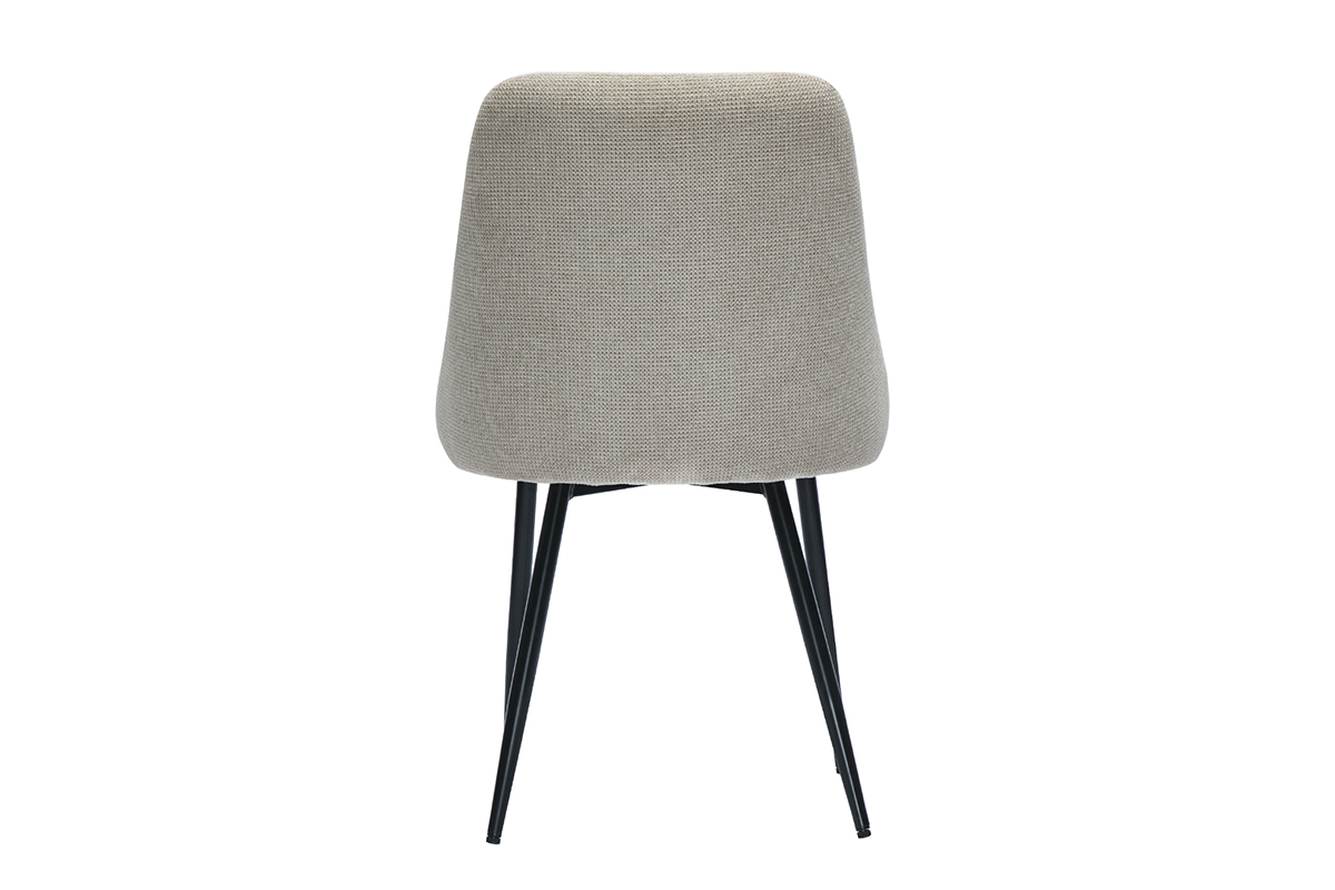 Chaise beige effet velours avec pieds m�tal noir vue de dos.