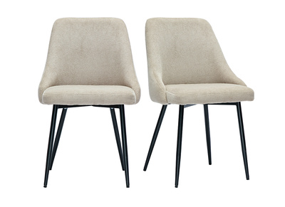 Chaises en tissu chenille beige et m&eacute;tal noir (lot de 2) HASTA