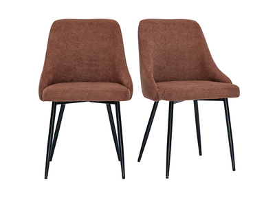 Chaises en tissu chenille terre br&ucirc;l&eacute;e et m&eacute;tal noir (lot de 2) HASTA