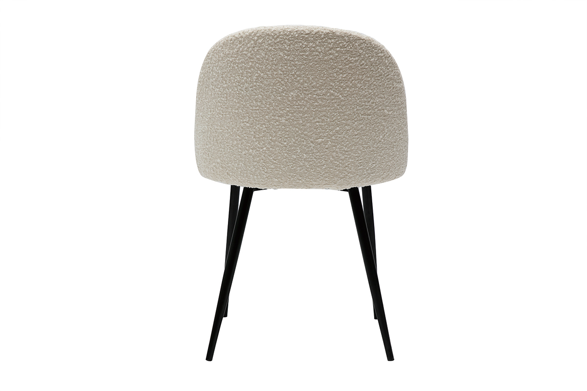 Chaises en tissu effet laine boucl�e blanc cass� et m�tal noir (lot de 2) CELESTE