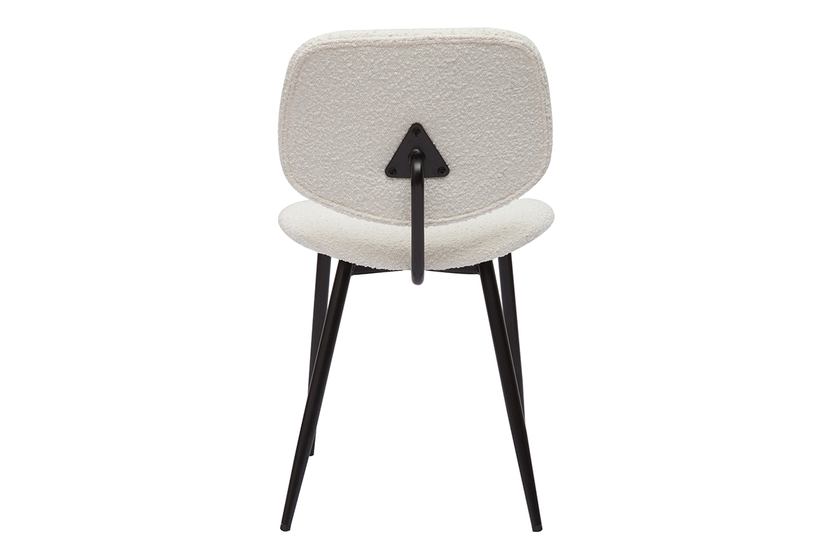 Chaises en tissu effet laine boucl�e blanc et m�tal noir (lot de 2) TOBIAS