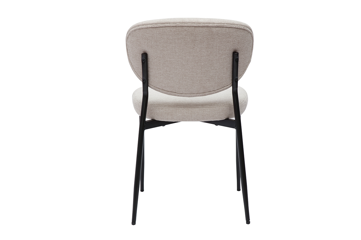 Chaise BREKA vue de dos, tissu beige, pieds en m�tal noir.