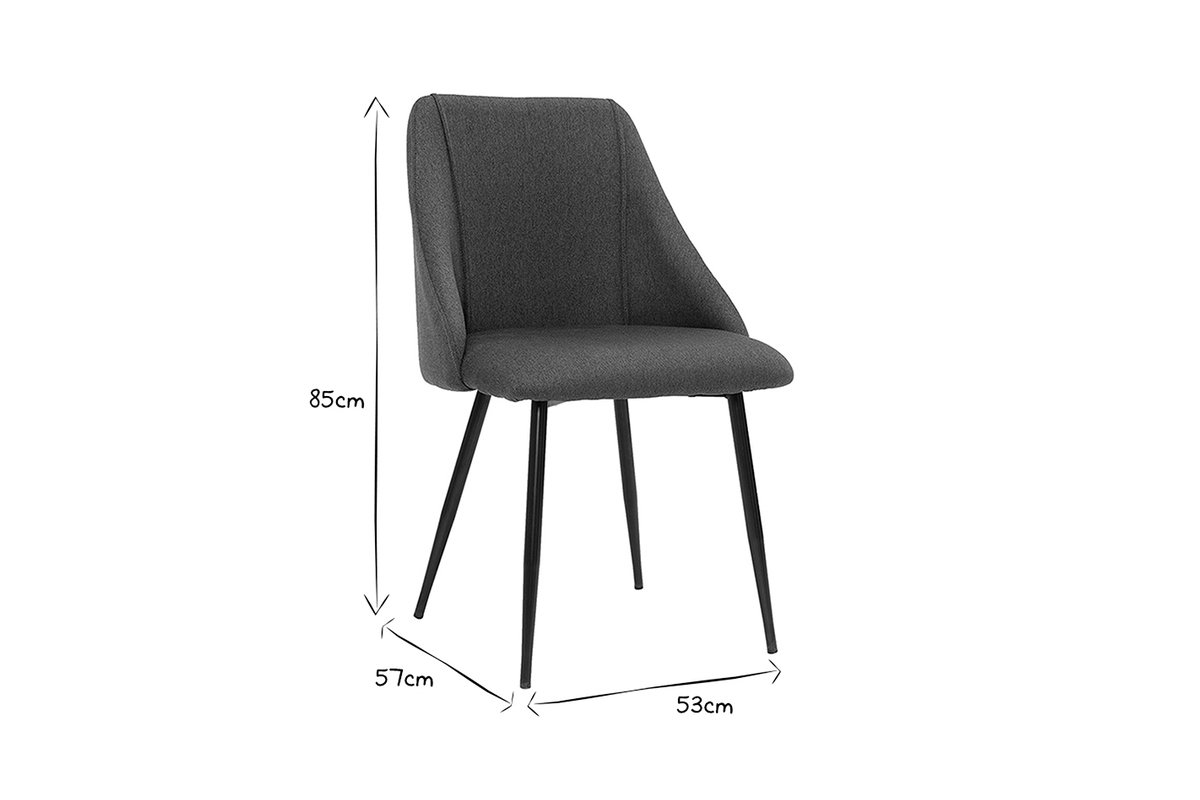 Chaises en tissu effet velours textur� beige et m�tal noir (lot de 2) HIGGINS
