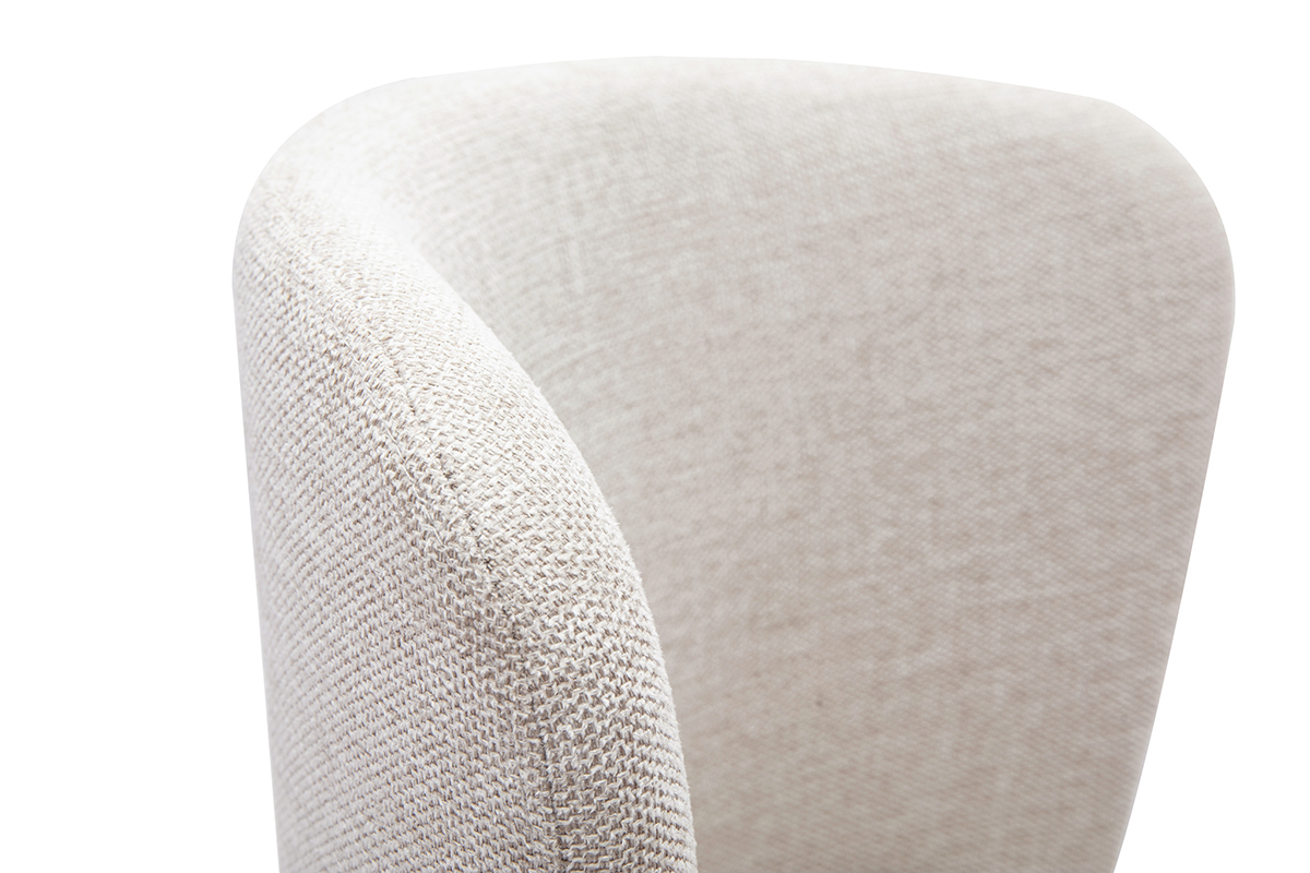 D�tail de la chaise LISOR en tissu beige effet velours textur�, vue de profil
