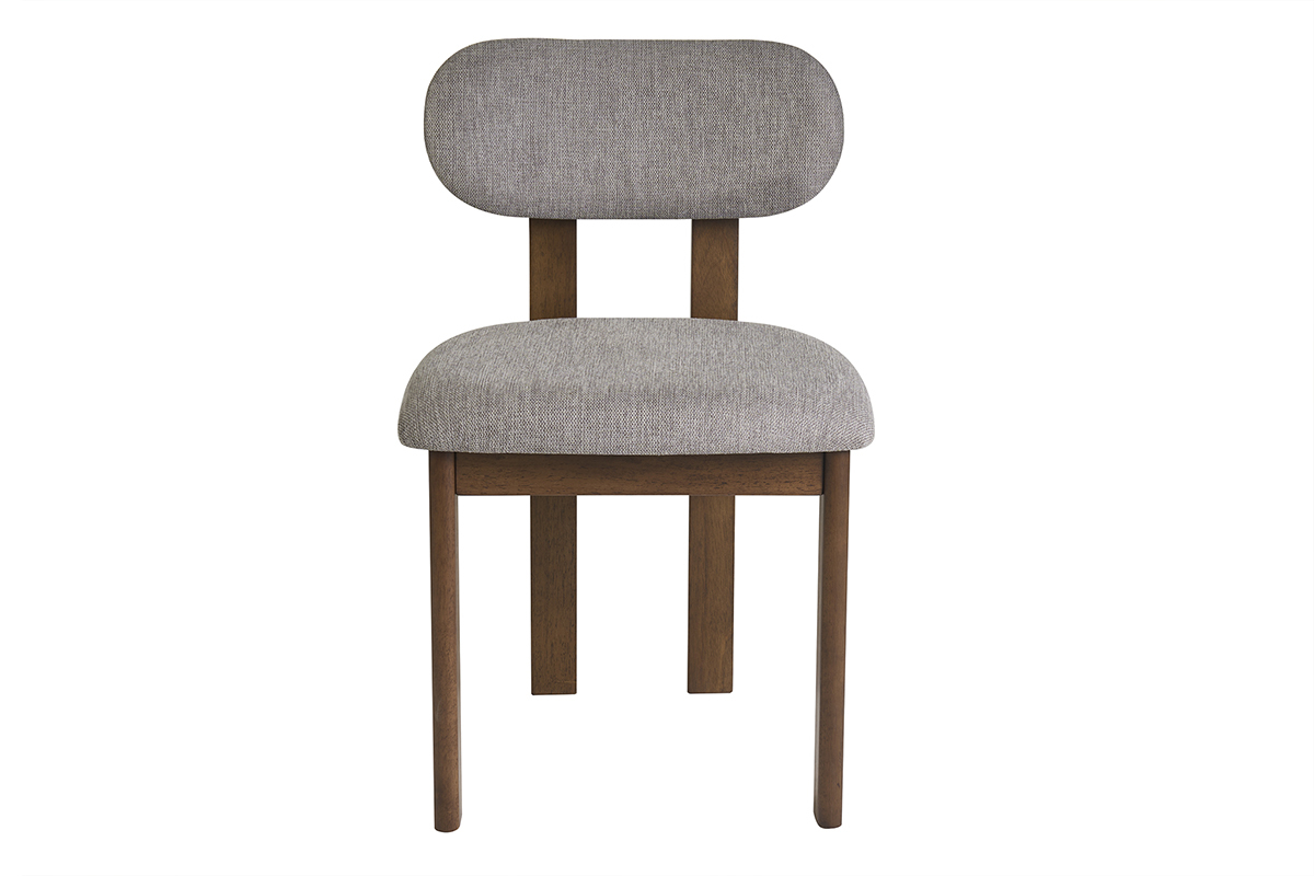Chaise NORMI en tissu gris et bois fonc� noyer, vue de face