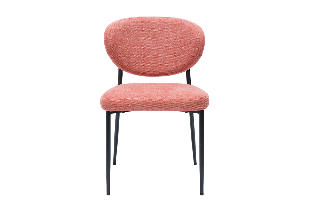 Chaises en tissu effet velours textur� terracotta et m�tal noir (lot de 2) BREKA
