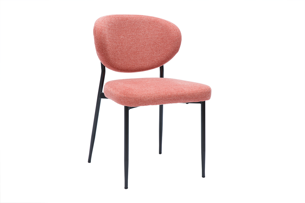 Chaises en tissu effet velours textur� terracotta et m�tal noir (lot de 2) BREKA