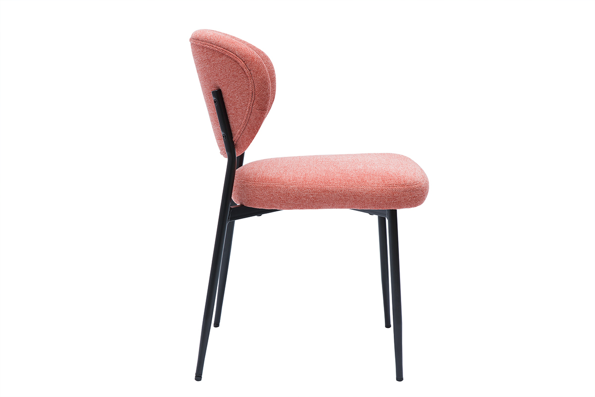 Chaises en tissu effet velours textur� terracotta et m�tal noir (lot de 2) BREKA