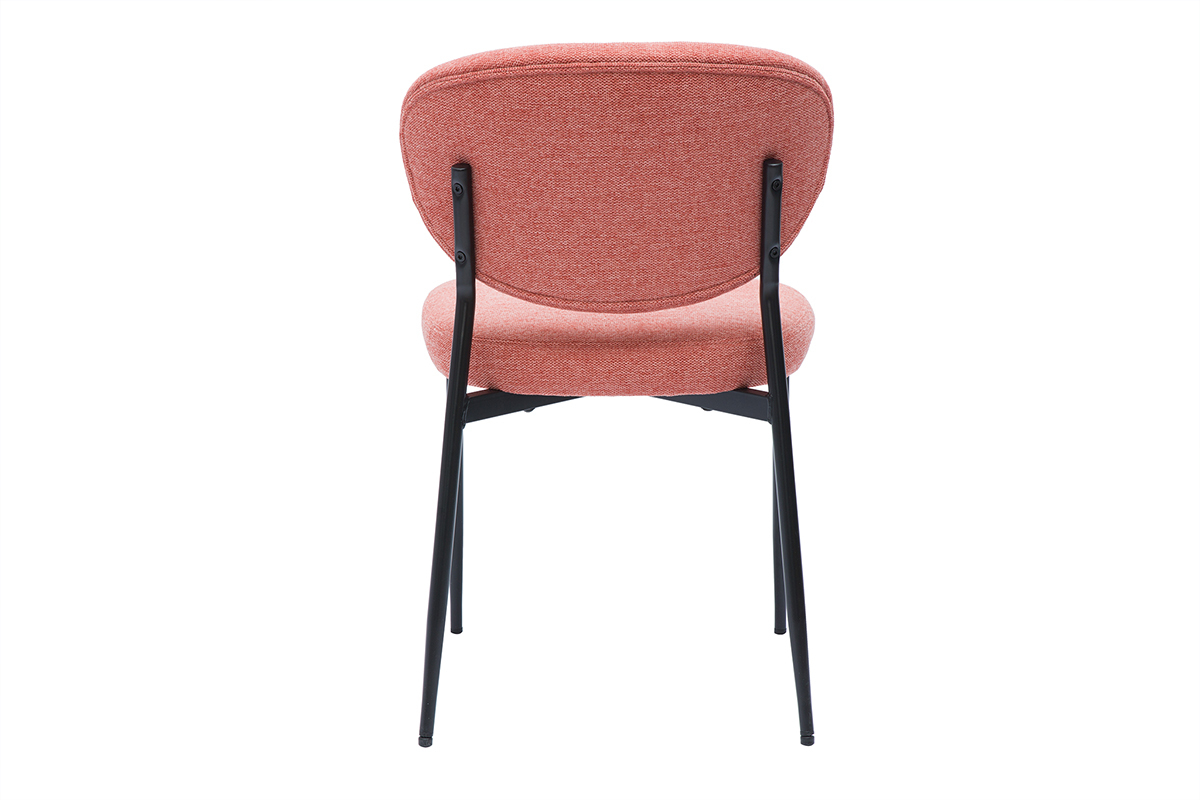 Chaises en tissu effet velours textur� terracotta et m�tal noir (lot de 2) BREKA