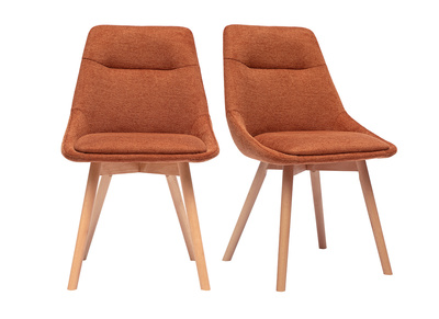 Chaises en tissu effet velours textur&eacute; terre br&ucirc;l&eacute;e et bois clair (lot de 2) ALESS