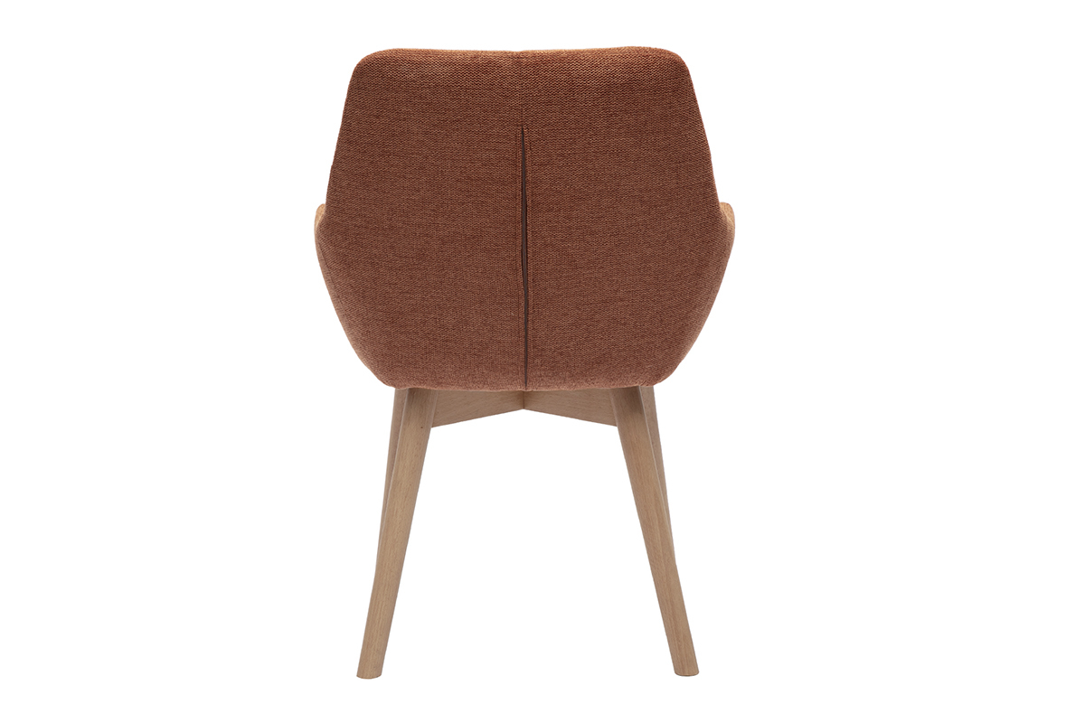 Chaise en tissu terre br�l�e, vue arri�re, pieds en bois clair.