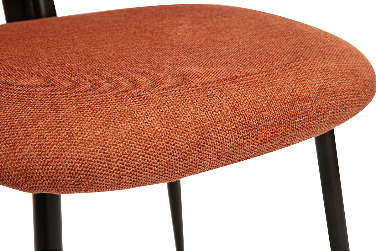 Chaises en tissu effet velours textur� terre br�l�e et m�tal noir (lot de 2) ATRIUM