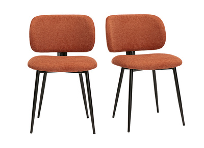 Chaises en tissu effet velours textur&eacute; terre br&ucirc;l&eacute;e et m&eacute;tal noir (lot de 2) ATRIUM