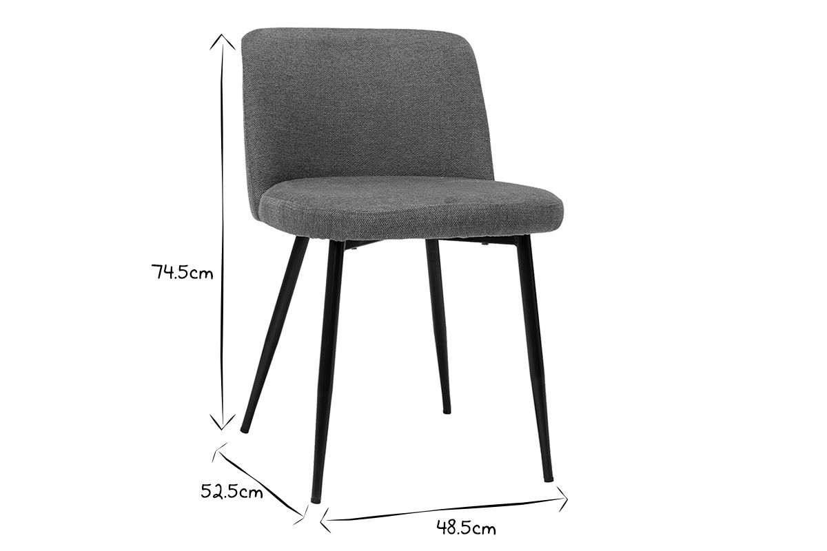 Chaises en tissu effet velours textur� terre br�l�e et m�tal noir (lot de 2) MONTI