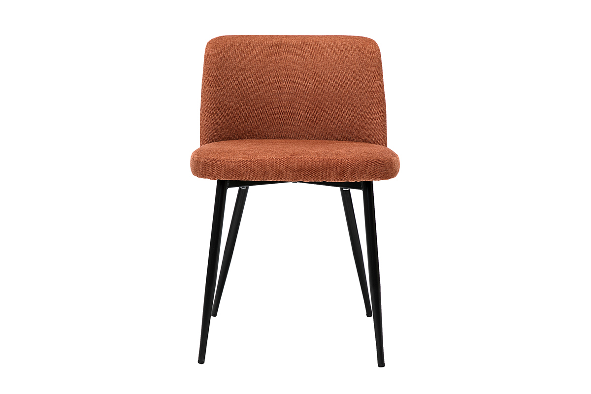 Chaises en tissu effet velours textur� terre br�l�e et m�tal noir (lot de 2) MONTI