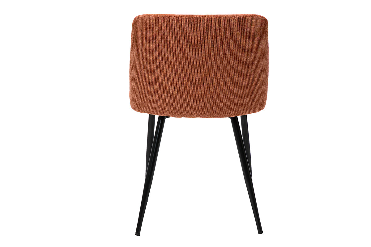 Chaises en tissu effet velours textur� terre br�l�e et m�tal noir (lot de 2) MONTI