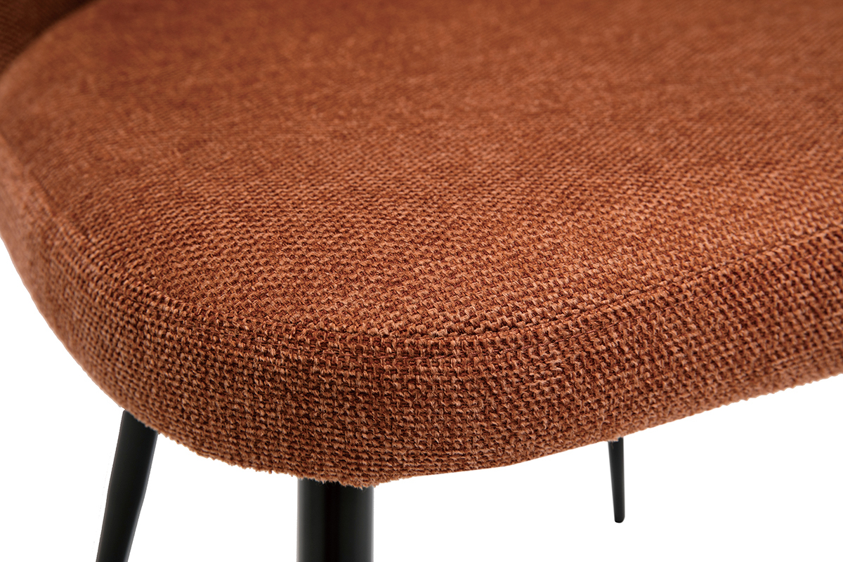 Chaises en tissu effet velours textur� terre br�l�e et m�tal noir (lot de 2) MONTI