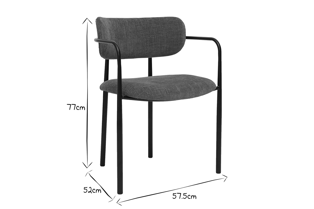 Chaises en tissu effet velours textur� terre br�l�e et m�tal noir (lot de 2) SWIFT