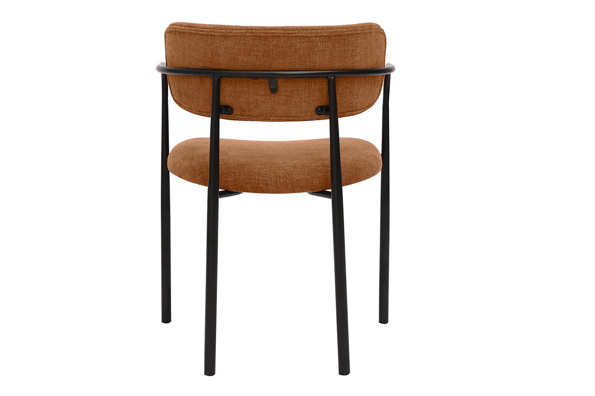 Chaises en tissu effet velours textur� terre br�l�e et m�tal noir (lot de 2) SWIFT