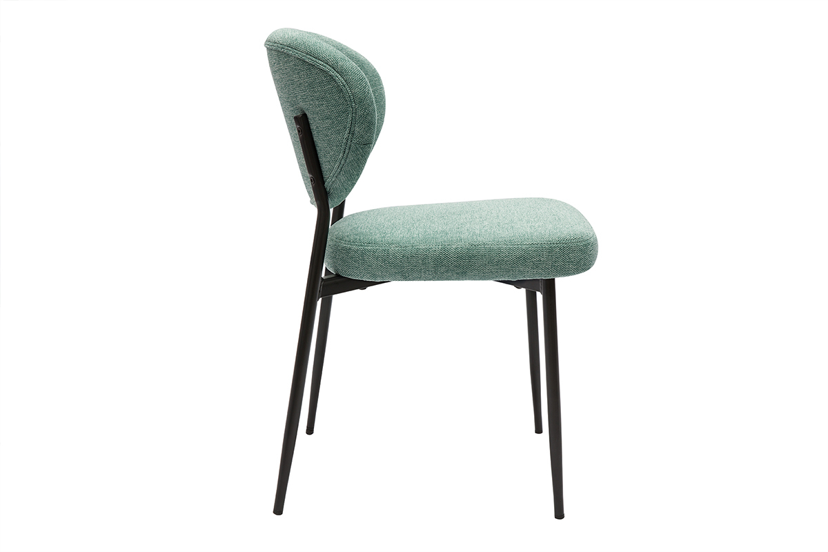 Chaise BREKA vert c�ladon, vue de c�t�, m�tal noir.