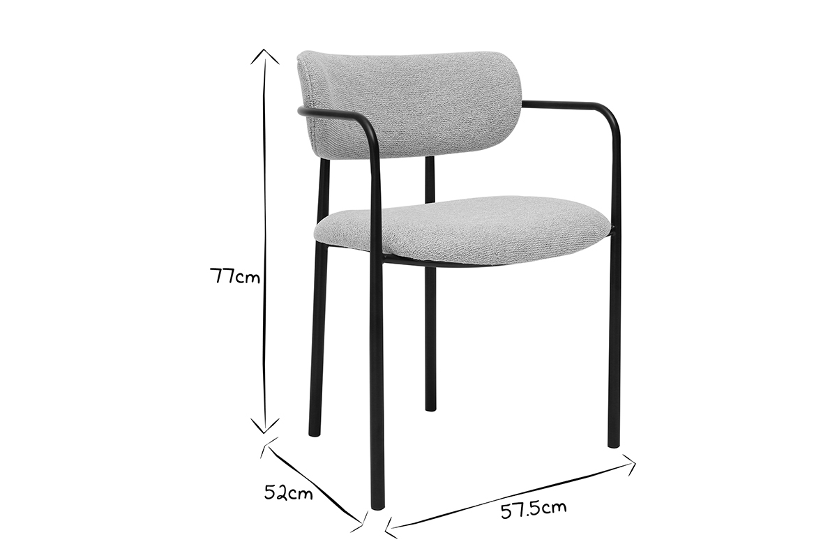 Chaises en tissu textur� beige et m�tal noir (lot de 2) SWIFT