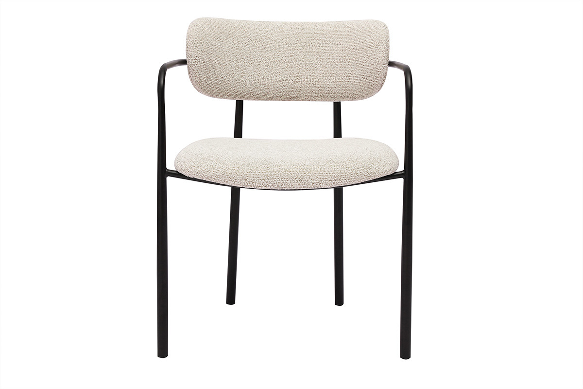 Chaises en tissu textur� beige et m�tal noir (lot de 2) SWIFT