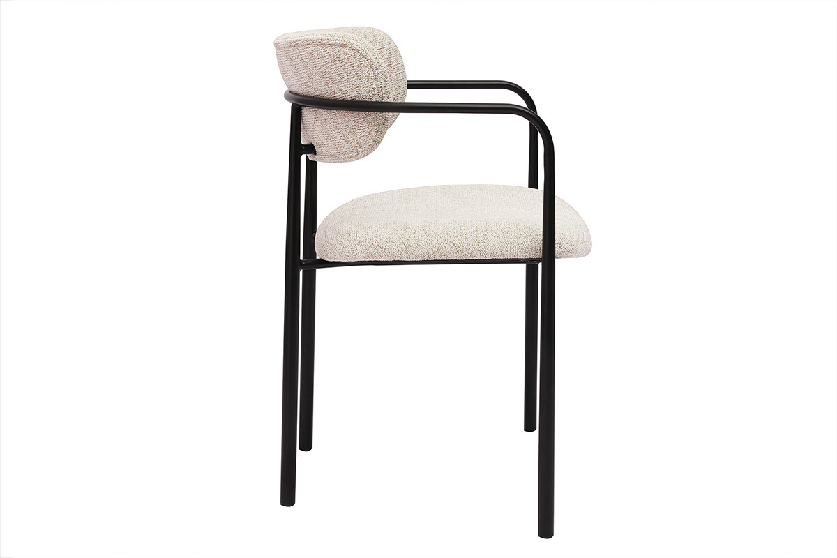 Chaises en tissu textur� beige et m�tal noir (lot de 2) SWIFT