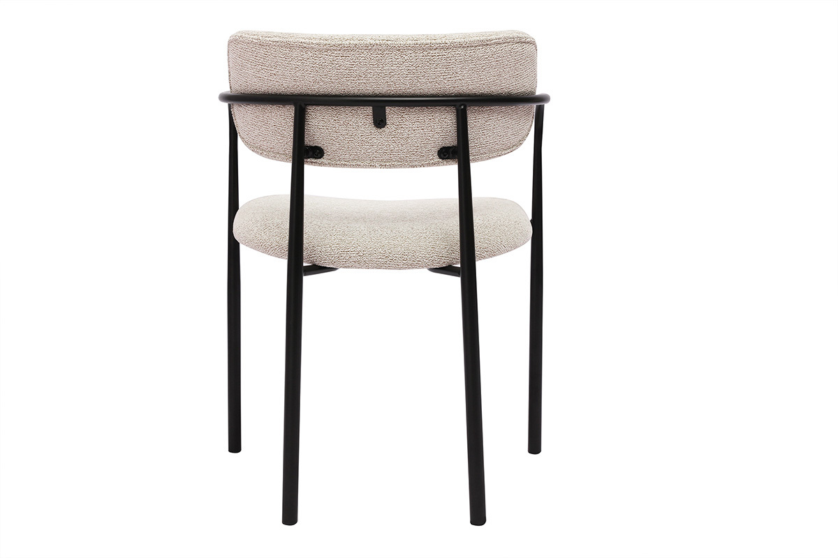 Chaises en tissu textur� beige et m�tal noir (lot de 2) SWIFT