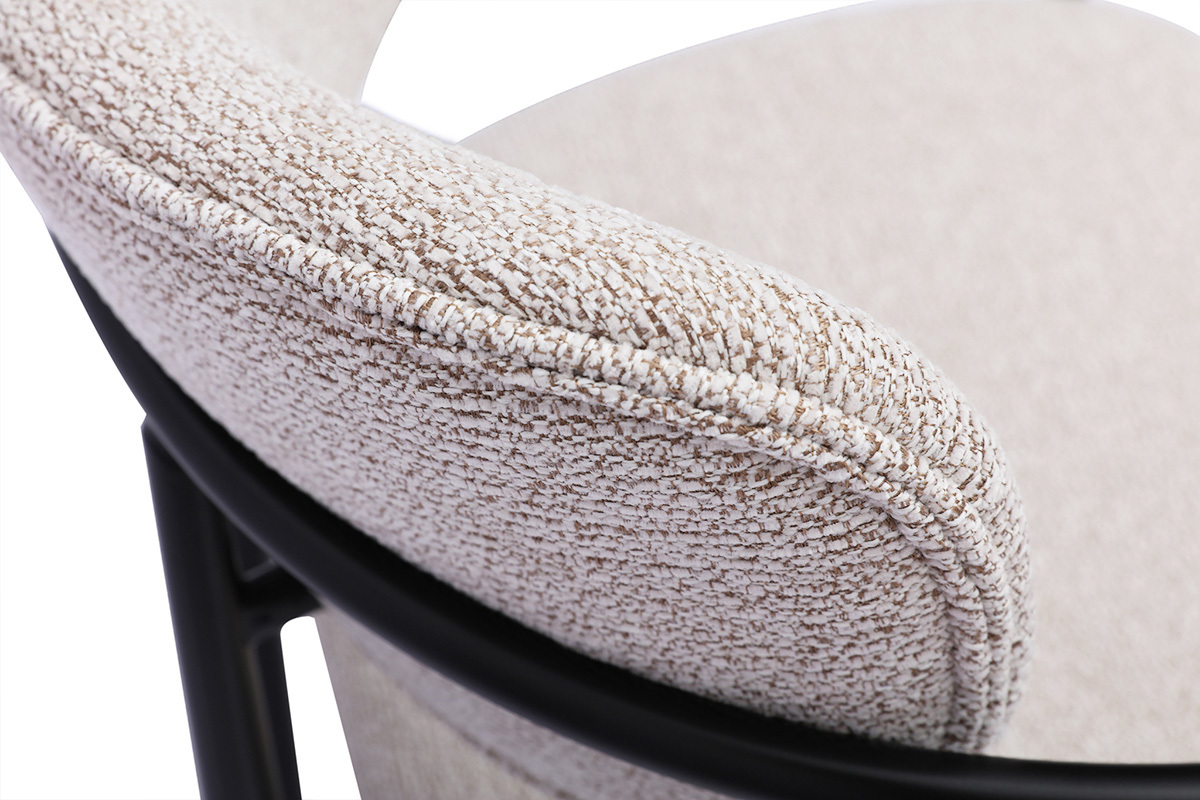 Chaises en tissu textur� beige et m�tal noir (lot de 2) SWIFT