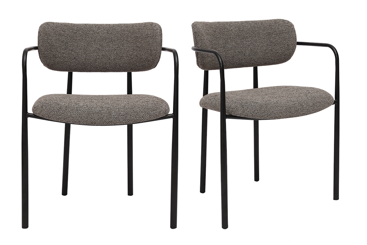 Chaises en tissu textur� taupe et m�tal noir (lot de 2) SWIFT