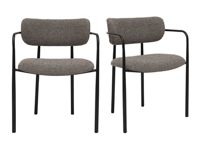Chaises en tissu textur&eacute; taupe et m&eacute;tal noir (lot de 2) SWIFT