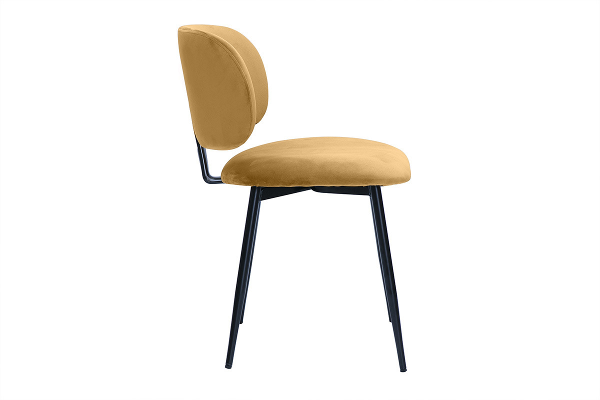 Chaises en tissu velours bronze et m�tal noir (lot de 2) ATRIUM