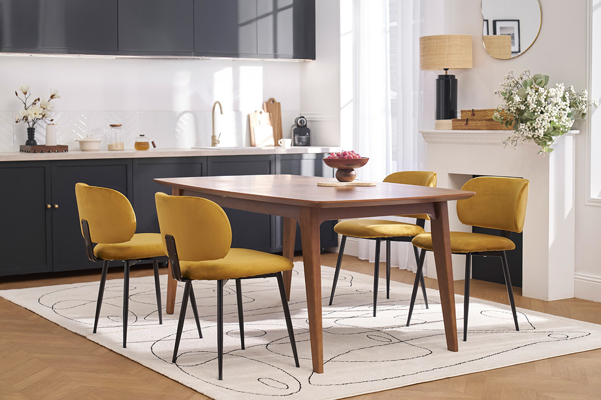 Chaises en tissu velours bronze et m�tal noir (lot de 2) ATRIUM