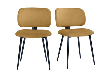 Chaises en tissu velours bronze et m&eacute;tal noir (lot de 2) ATRIUM