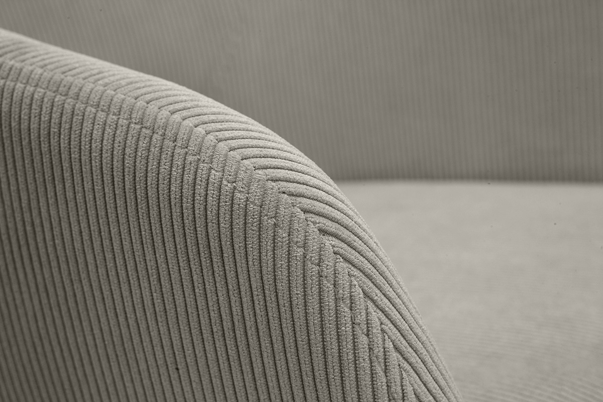Chaises en tissu velours c�tel� taupe et m�tal noir (lot de 2) LAURETTE