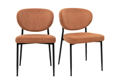 Chaises en tissu velours c&ocirc;tel&eacute; terre br&ucirc;l&eacute;e et m&eacute;tal noir (lot de 2) BREKA