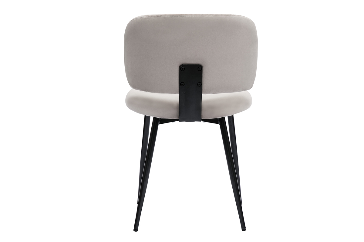 Chaises en tissu velours taupe et m�tal noir (lot de 2) ATRIUM