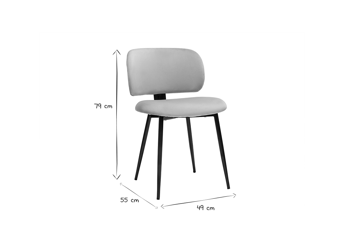 Chaises en tissu velours taupe et m�tal noir (lot de 2) ATRIUM