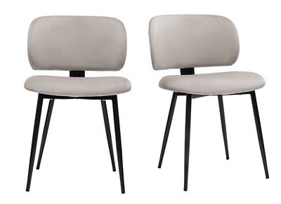 Chaises en tissu velours taupe et m&eacute;tal noir (lot de 2) ATRIUM