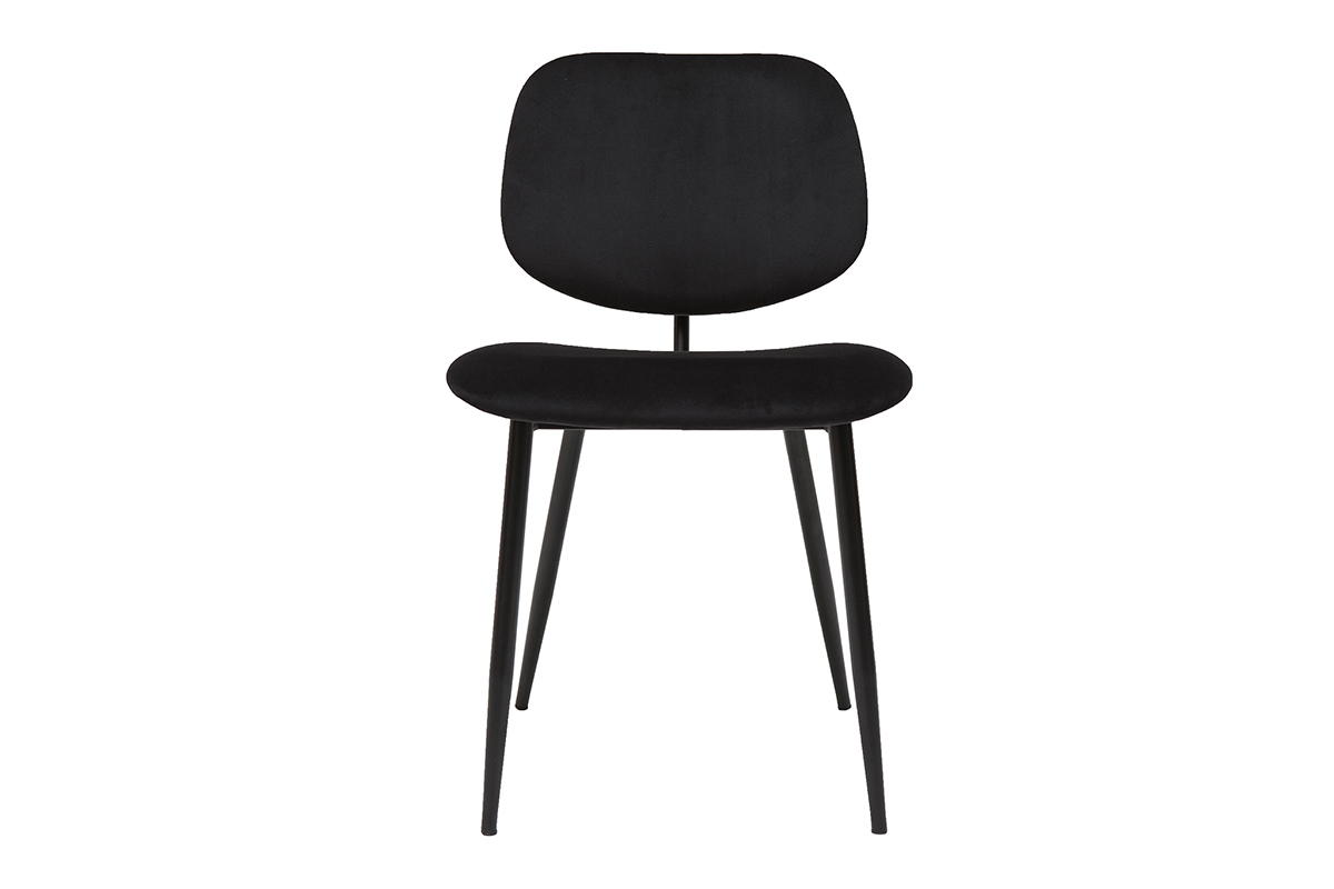 Chaises noires en tissu velours et m�tal (lot de 2) TOBIAS