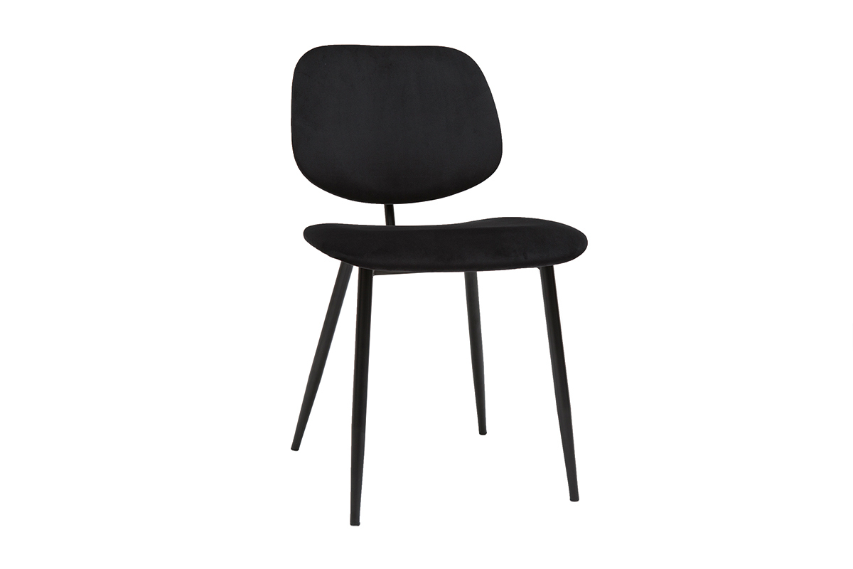 Chaises noires en tissu velours et m�tal (lot de 2) TOBIAS