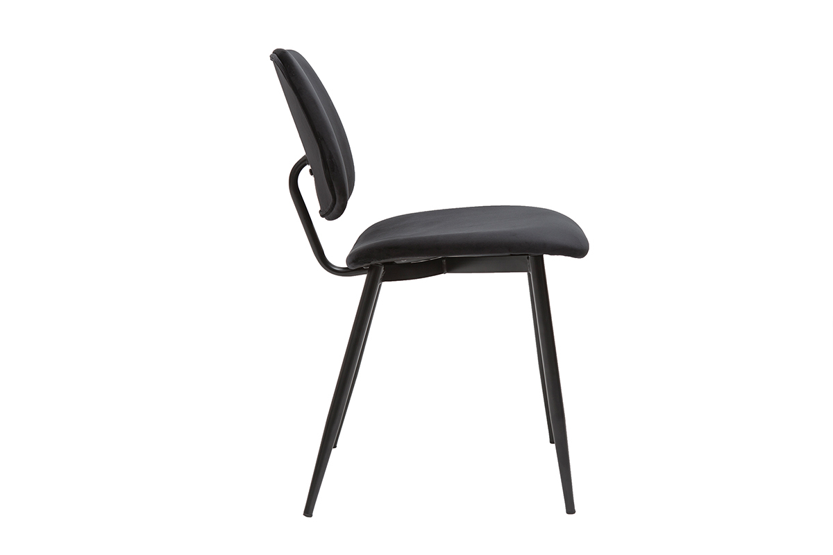 Chaises noires en tissu velours et m�tal (lot de 2) TOBIAS