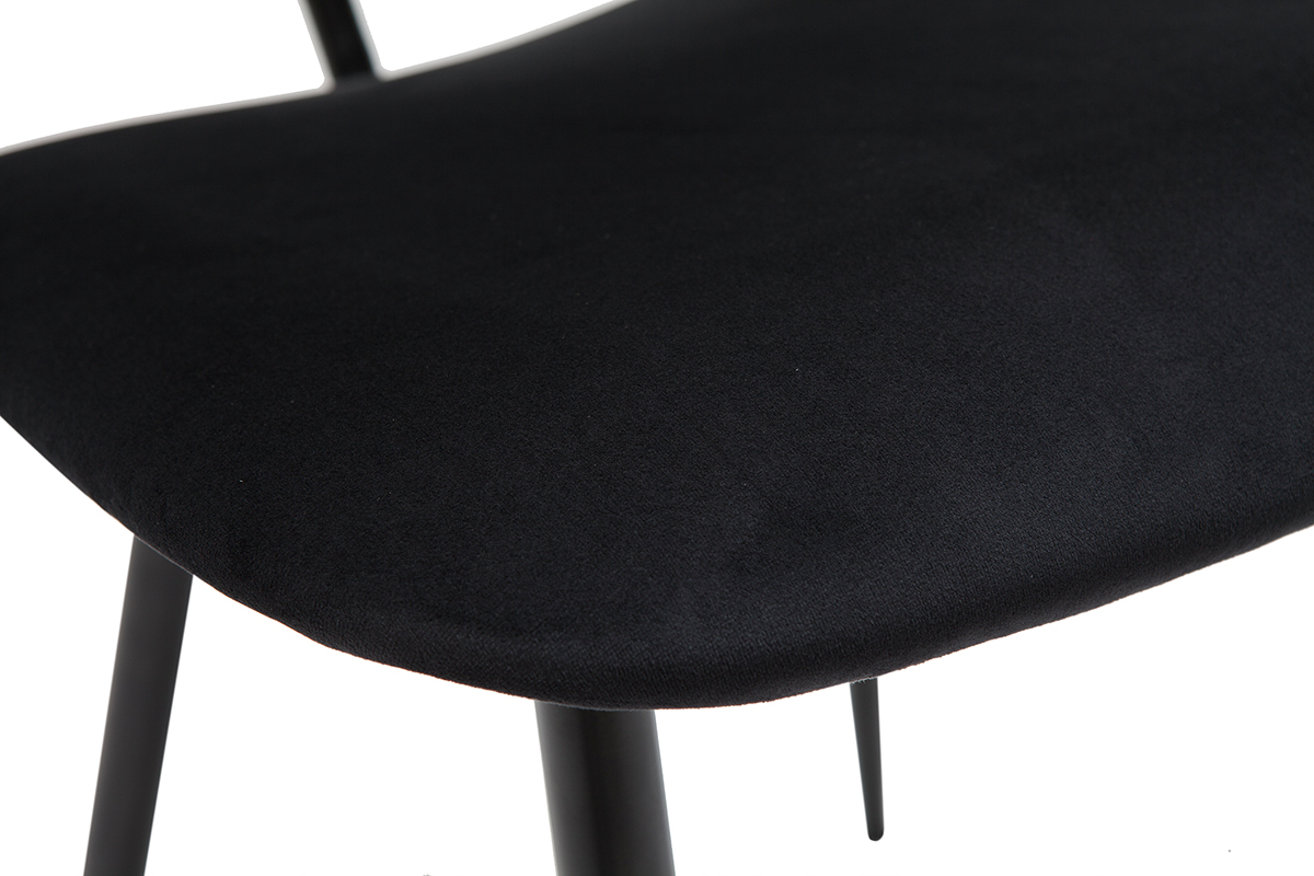Chaises noires en tissu velours et m�tal (lot de 2) TOBIAS