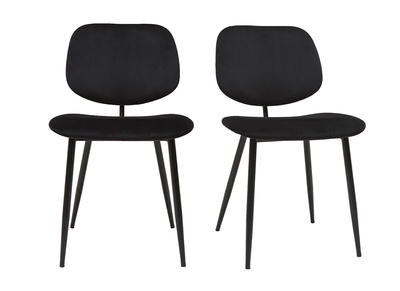 Chaises noires en tissu velours et m&eacute;tal (lot de 2) TOBIAS