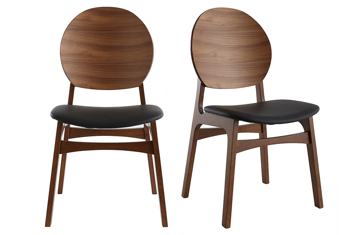 Chaises noires et bois fonc� (lot de 2) ELTON