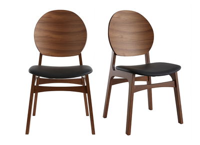 Chaises noires et bois fonc&eacute; (lot de 2) ELTON